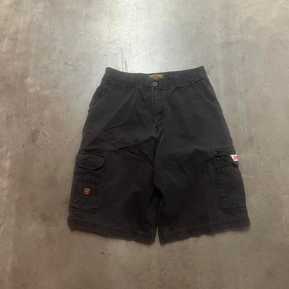 Vintage Y2K baggy JNCO jeans black embroidered cargo carpenter skater shorts - Picture 3 of 8